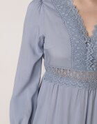 rosa Rochie Evazată Albastră cu Dantelă Brightyn