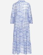 rosa Rochie Evazată Albastră în Stil Boho Legată la Decolteu cu Volănașe Dimasia