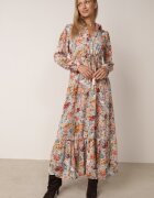 rosa Rochie Evazată Albastru Deschis cu flori cu volane Remari