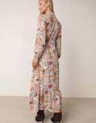 rosa Rochie Evazată Albastru Deschis cu flori cu volane Remari