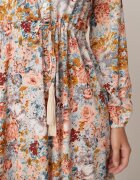 rosa Rochie Evazată Albastru Deschis cu flori cu volane Remari