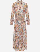 rosa Rochie Evazată Albastru Deschis cu flori cu volane Remari