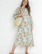 rosa Rochie evazată albastru deschis cu partea de sus tip cămașă Hajra