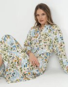 rosa Rochie evazată albastru deschis cu partea de sus tip cămașă Hajra