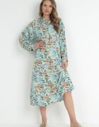 rosa Rochie evazată mentă cu bust tip cămașă Hajra