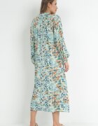 rosa Rochie evazată mentă cu bust tip cămașă Hajra