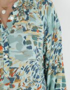 rosa Rochie evazată mentă cu bust tip cămașă Hajra