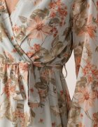 rosa Rochie Evazată Mentă cu flori Maxi cu elastic și legătură în talie Manirisa
