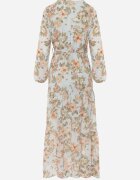 rosa Rochie Evazată Mentă cu flori Maxi cu elastic și legătură în talie Manirisa