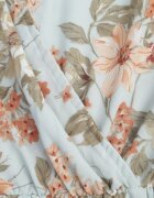rosa Rochie Evazată Mentă cu flori Maxi cu elastic și legătură în talie Manirisa