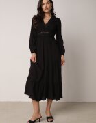 rosa Rochie Evazată Neagră cu Dantelă Brightyn