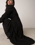 rosa Rochie Evazată Neagră cu Dantelă Brightyn