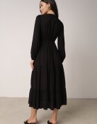 rosa Rochie Evazată Neagră cu Dantelă Brightyn