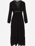 rosa Rochie Evazată Neagră cu Dantelă Brightyn