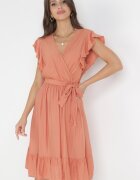 rosa Rochie evazată Portocalie cu elastic în talie Pabelin