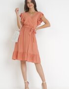 rosa Rochie evazată Portocalie cu elastic în talie Pabelin