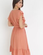 rosa Rochie evazată Portocalie cu elastic în talie Pabelin