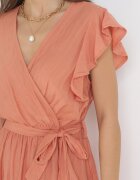 rosa Rochie evazată Portocalie cu elastic în talie Pabelin