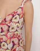 rosa Rochie Evazată Roșie din Viscoză cu Imprimeu Floral Redeelle