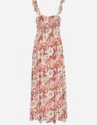 rosa Rochie Evazată Roșie din Viscoză cu Imprimeu Floral Redeelle