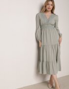 rosa Rochie Evazată Verde cu Dantelă Brightyn