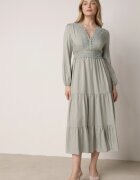 rosa Rochie Evazată Verde cu Dantelă Brightyn