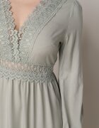 rosa Rochie Evazată Verde cu Dantelă Brightyn