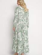 rosa Rochie Evazată Verde din Vâscoză Împodobită cu Model Abstract Ivelavia