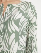 rosa Rochie Evazată Verde din Vâscoză Împodobită cu Model Abstract Ivelavia