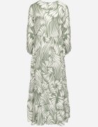 rosa Rochie Evazată Verde din Vâscoză Împodobită cu Model Abstract Ivelavia