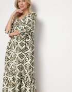 rosa Rochie Evazată Verde din Viscoză cu motiv floral Loredia