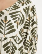 rosa Rochie Evazată Verde din Viscoză cu motiv floral Loredia
