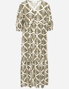 rosa Rochie Evazată Verde din Viscoză cu motiv floral Loredia