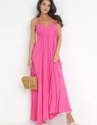 rosa Rochie fuchsia Evazată Maxi cu legătură la gât Cathenia