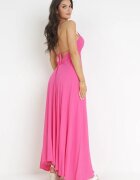 rosa Rochie fuchsia Evazată Maxi cu legătură la gât Cathenia