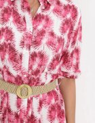 rosa Rochie Fucsia Evazată Maxi cu Centură Împletită și Buzunare Laterale Suttyn