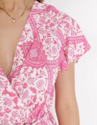 rosa Rochie Fucsia Evazată Maxi cu Centură Legată Aziza