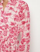 rosa Rochie Fucsia Maxi cu flori cu nasturi și curea din material Kinzey