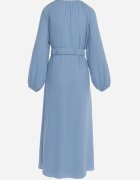 rosa Rochie lejeră albastră maxi cu nasturi și curea cu cataramă decorativă Liriti
