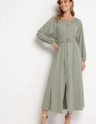 rosa Rochie Lejeră Maxi Verde închis cu nasturi și curea cu cataramă decorativă Liriti