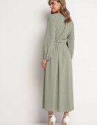rosa Rochie Lejeră Maxi Verde închis cu nasturi și curea cu cataramă decorativă Liriti