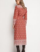 rosa Rochie maro deschis cu croială tip cămașă cu cordon legat decorată cu broderie Valentirae