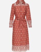 rosa Rochie maro deschis cu croială tip cămașă cu cordon legat decorată cu broderie Valentirae