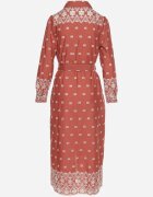 rosa Rochie maro deschis cu croială tip cămașă cu cordon legat decorată cu broderie Valentirae