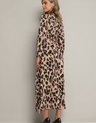 rosa Rochie Maro Petrecută Cloș cu Imprimeu leopard cu elastic în talie cu curea și dantelă Sialindra