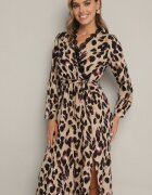 rosa Rochie Maro Petrecută Cloș cu Imprimeu leopard cu elastic în talie cu curea și dantelă Sialindra
