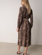 rosa Rochie Maro Viscoză cu Model de Șarpe cu Croi Tip Cămașă și Cordon Elastic Rinnosia