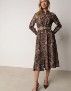 rosa Rochie Maro Viscoză cu Model de Șarpe cu Croi Tip Cămașă și Cordon Elastic Rinnosia