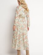 rosa Rochie Maxi Evazată Mentă cu Guler și Curea Împletită Celline