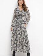 rosa Rochie maxi gri cu elastic în talie și imprimeu floral Alai